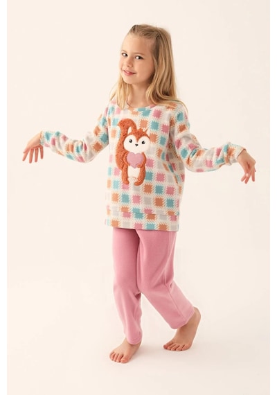 Arnetta 2651 Garson Polar Krem Kız Çocuk Uzun Kol Pijama Takım Krem