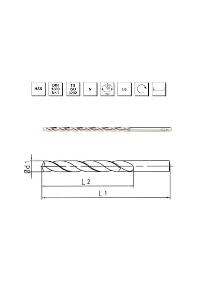 Mte Makina Takım 3.5 Mm Hss Dın 1869 -1 Silindirik Saplı Çok Uzun Matkap Ucu N Tipi - B00007500350