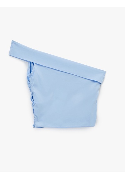 Koton Poplin Kumaş Kolsuz Slim Fit Drape Detaylı Tek Omuz Bluz Mavi 6sak30032ew Koton Poplin Kumaş Kolsuz Slim Fit Drape Detaylı Tek Omuz Bluz Mavi 6sak30032ew