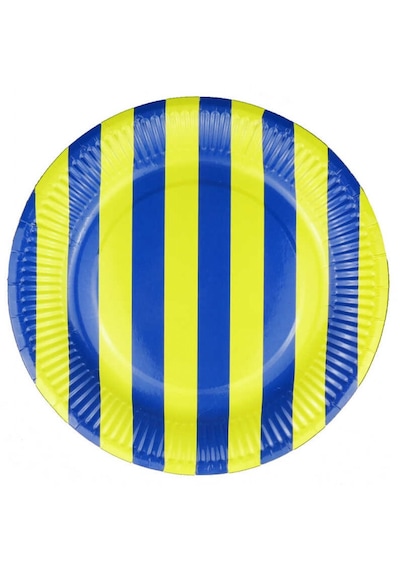 Tabak Karton Çizgili Sarı Lacivert 23 Cm Pk:8 +3