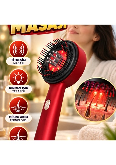 Elektrikli Saç Derisi Masaj Tarağı Titreşim, Kırmızı Işık Ve Mikro Akım