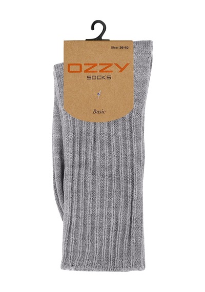 Ozzy Socks Kışlık Kadın Yünlü Gri Renk Uyku Çorabı Soft Touch gri