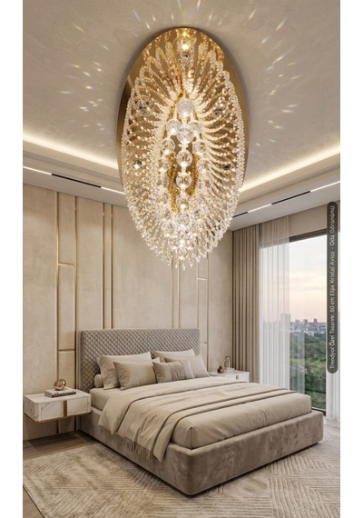 Avize Elips 60 Lık Gold Gold Ve Krom