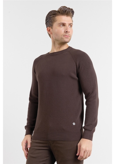 İmza Kahverengi Bisiklet Yaka Uzun Kol Cepsiz Standart Fit Kazak Pamuk Triko 1012260150 2XL