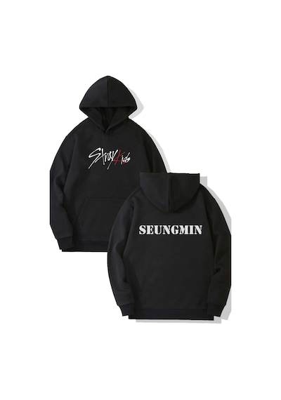 Stray Kids Seungmin Ön-arka Baskılı Kapşonlu Sweatshirt