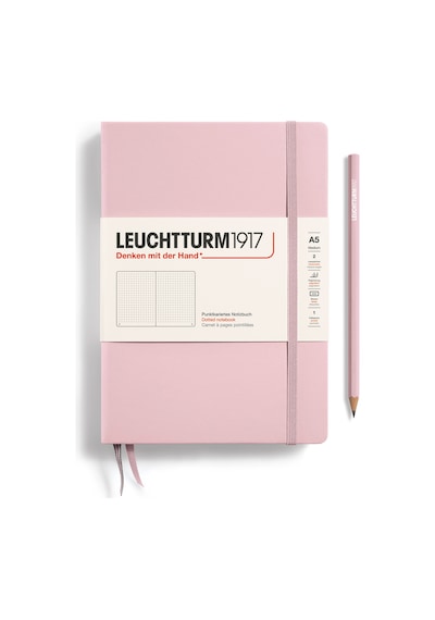 Leuchtturm1917 Not Defteri Orta Boy A5 , Sert Kapak, 251 Numaralandırılmış Sayfa, Noktalı, Pudra Pembe