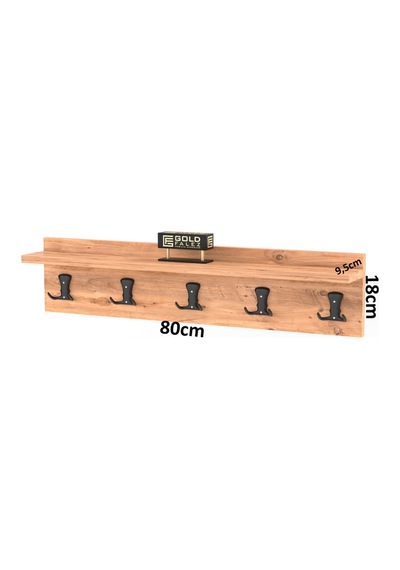 Askılık Duvar Elbise Askılığı Portmanto 80 Cm Ceviz Düz Kahverengi