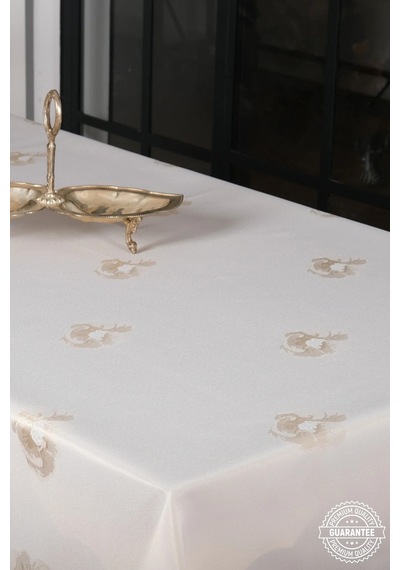 Müge Lüx Jakar Kumaş Bej Masa Örtüsü Dikdörtgen 160x220 Cm - 1049 Çok Renkli