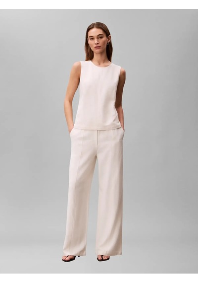 Calvin Klein Hvy Textured Shıne P, Yas, 4 Beyaz Kadın Pantolon