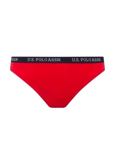 U.S. Polo Assn. Kadın Kırmızı Kalın Kenarlı Lastikli Bikini Alt Kırmızı