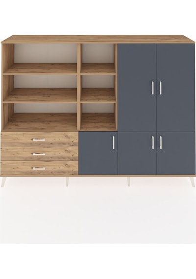 Hyperion Dolap 11 Raflı 3 Çekmeceli 5 Kapaklı 220x44x163 Çam-antr Çam-antrasit/çam Hyperion Dolap 11 Raflı 3 Çekmeceli 5 Kapaklı 220x44x163 Çam-antr Çam-antrasit/çam