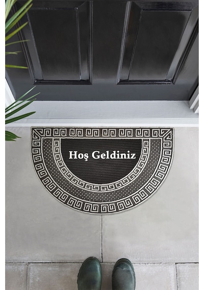 Arım Ay Modeli Welcome Yazlı Kapı Önü Paspası Gümüş Rengi Evimize Hoş Geldiniz Yazalı Gümüş