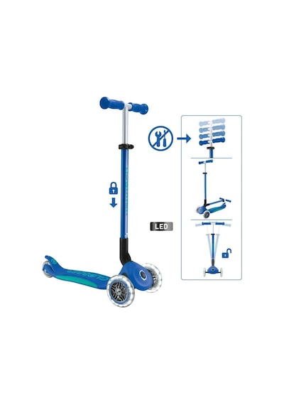 Globber Elite Deluxe Işıklı Scooter Lacivert 439-600