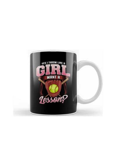 Yes I Throw Like A Girl Want A Lesson Softball Kupa Bardak Porselen Karışık