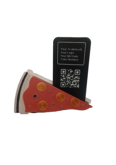 Mottopi Qr Menü Standı Pizza Dilim / Dijital Menü Modern Stand,qr Menü Masaüstü Standı - 10 Adet 10 Adet Qr Menü Standı