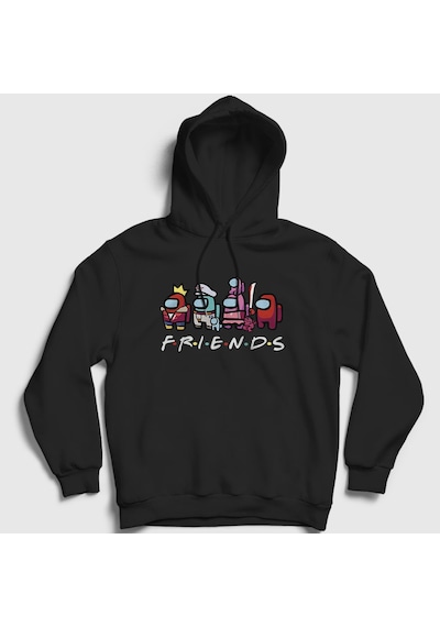 Presmono Unisex Friends Among Us Kapüşonlu Sweatshirt Siyah