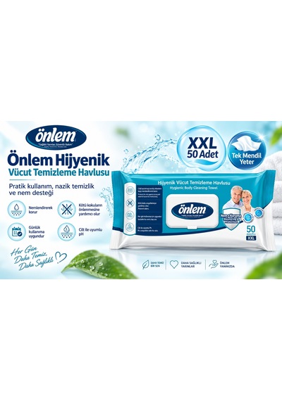 Önlem Hijyenik Vücut Temizleme Islak Mendil Havlu 100 Yaprak Xxl 2XL