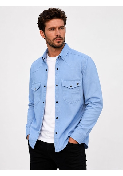 Classics Men Reeport Uzun Kol Slim Fit Erkek Kot Gömlek - 7643 Buz Mavi Classics Men Reeport Uzun Kol Slim Fit Erkek Kot Gömlek - 7643 Buz Mavi
