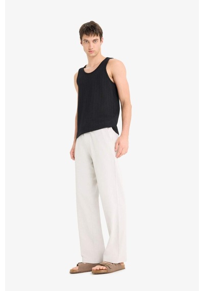 DeFacto Beli Bağcıklı Wide Leg Geniş Paça Eşofman Altı E5212AX25SMGR470