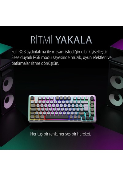 Ikg-455 Empousa Gasket Blue Swıtch Rgb Mekanık Gamıng Klavye Beyaz