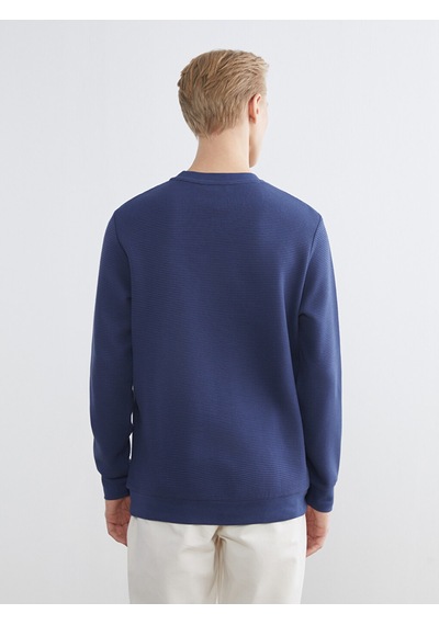 Lcwaıkıkı Classic Lacivert Bisiklet Yaka Dokulu Erkek Sweatshirt