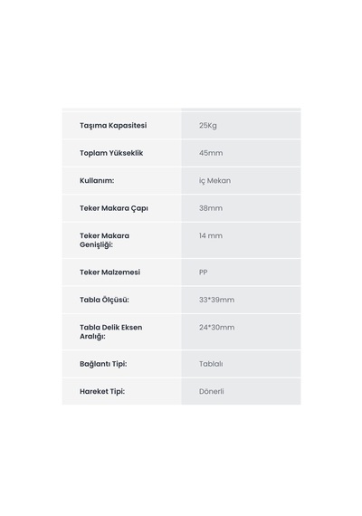 Hts 340 38 Lik Tablalı Teker Belirtilmemiş
