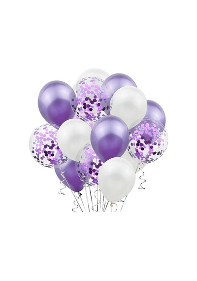 Mor Beyaz Konfetili Balon Beyaz