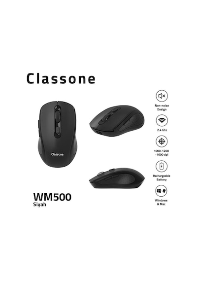Classone Wm500 2.4 Ghz Şarj Edilebilir Kablosuz Mouse -siyah Diğer