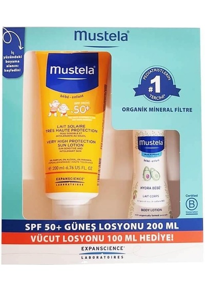 Mustela Güneş Losyonu Spf50 200 Ml + Mustela Hydra Bebe 100 Ml
