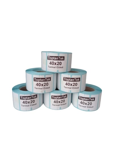 40x20 Termal Etiket G.40 Mm Y.20 Mm Bir Rulo 1000 Adet Etiket Tam Metraj Toplam 6 Rulo