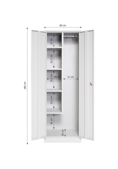 Metal Temizlik Malzemeleri Dolabı, Kilitlenebilir Kapılı, Büyük Bölmeli, Askılı Elbise Dolabı Gri Metal Temizlik Malzemeleri Dolabı, Kilitlenebilir Kapılı, Büyük Bölmeli, Askılı Elbise Dolabı Gri