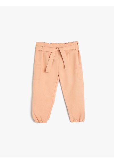 Koton Kargo Jogger Pantolon Kuşak Detaylı Cepli Pembe 4smg40024aw Gül