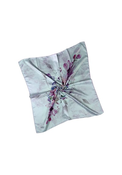 Mim Eşarp Emilya Rayon Çiçek Desenli Eşarp 90x90 Cm Lila - Mavi