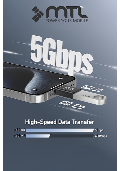 Type-c To Usb 3.0 Otg Çeviri Adaptör - Yüksek Hızlı Veri Ve Çevre Birimi Bağlantısı Mt5210