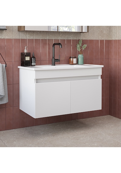 '' Lavabolu '' Mat Mdf 80 Cm Banyo Alt Dolabı Beyaz