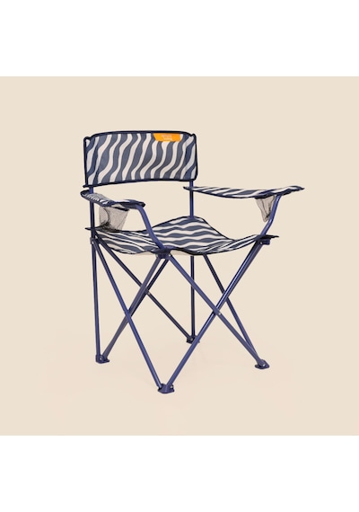 Living Zebra Desen 2'li Kamp Sandalyesi - Lacivert - 50x50x78 Cm Çok Renkli