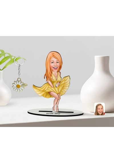 Kişiye Özel Marilyn Monroe Karikatürlü 3D Ahşap Biblo Ve Isimli G
