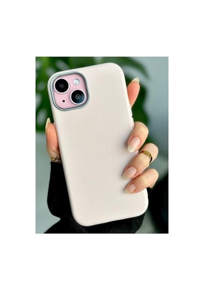 Apple iPhone 13-14 - 15 Uyumlu Estetik Dokulu Deri Görünümlü Esnek Silikon Kılıf - Pembe Diğer