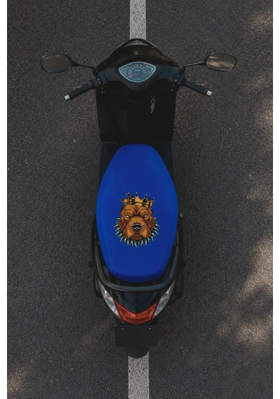 Mavi Köpek Desenli Motosiklet Sele Kılıfı