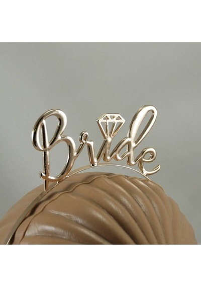 Partivitrini Bride Tek Taş Rose Gold Renk Metal Bekarlığa Veda Partisi Taç