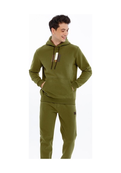 Ar-ma Erkek Kapüşonlu Sweatshirt Kanguru Cepli, 3 İplik Şardonlu, Regular Fit, %70 Pamuk %30 Polyester K30254628502 Haki-h5 Haki