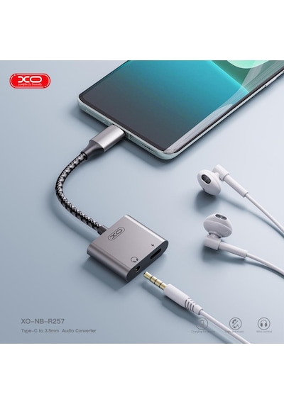 Type-c To 3.5mm Aux Ve Şarj Girişli 2 İn 1 Kulaklık Ses Dönüştürücü Adaptör