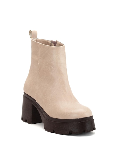 Dilimler Ayakkabı Topuklu Bot Kadın Platform Ten Yüzüdüz Fermuarlı-4179 Ten