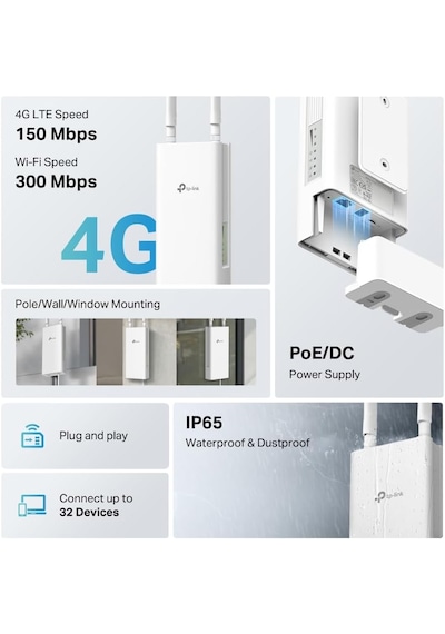 Tp-lınk Tl-mr100-outdoor 300mbps 4g Lte Sım Kartlı Tak Çalıştır Router
