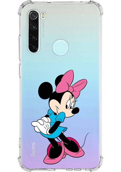 Xiaomi Redmi Note 8 Köşe Korumalı Antişok Kapak Minnie Mouse Tasarımlı Şeffaf Kılıf