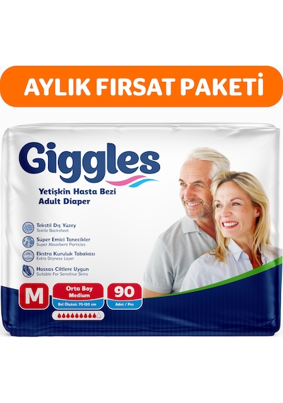 Giggles Yetişkin Bel Bağlamalı Hasta Bezi Medium 3 x 30'Lu