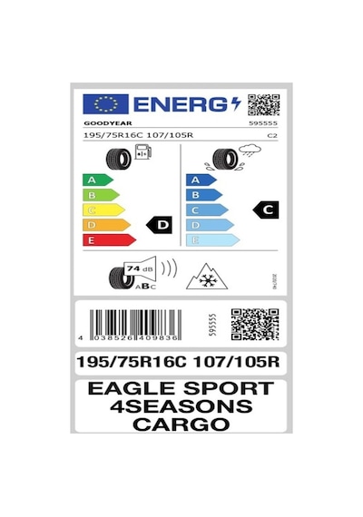 Goodyear 195/75R16C 107/105R Eagle Sport 4 Seasons Cargo Dört Mevsim Lastiği 2025