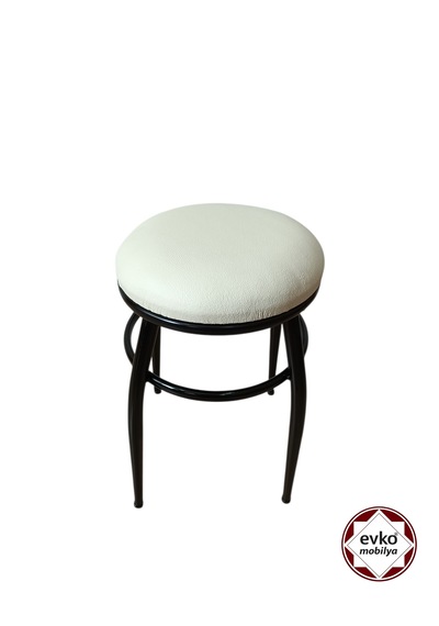 Evko Mobilya Tabure, Bar Taburesi, 2 Adet Tabure, Puf, Bench, Metal Ayaklı Tabure, İç Içe Geçebilen Tabure, Mutfak Balkon Bahçe Taburesi Siyah Krem