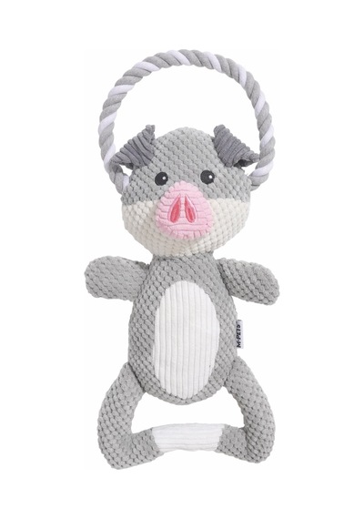 M-pets Eco Chewtopia Domuz Peluş Kedi Ve Köpek Oyuncağı 34x19x8 Cm Gri
