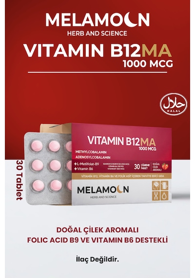 B12, B6 Ve Folik Asit: Sinir Sistemi, Kan Oluşumu Desteği 1000mcg 30'lu